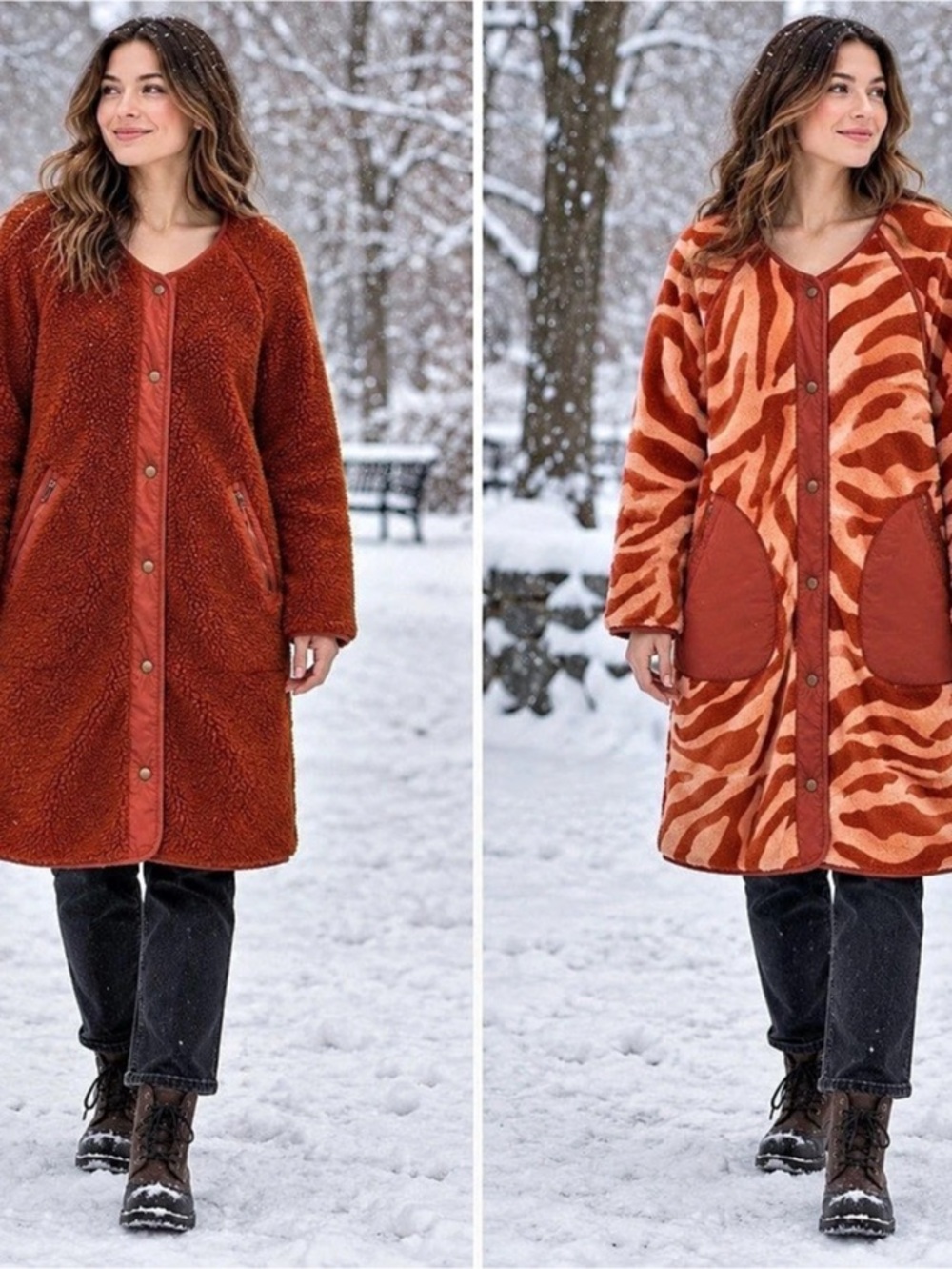 Anthropologie Margot Reversible Sherpa Coat Brown & Pink XL